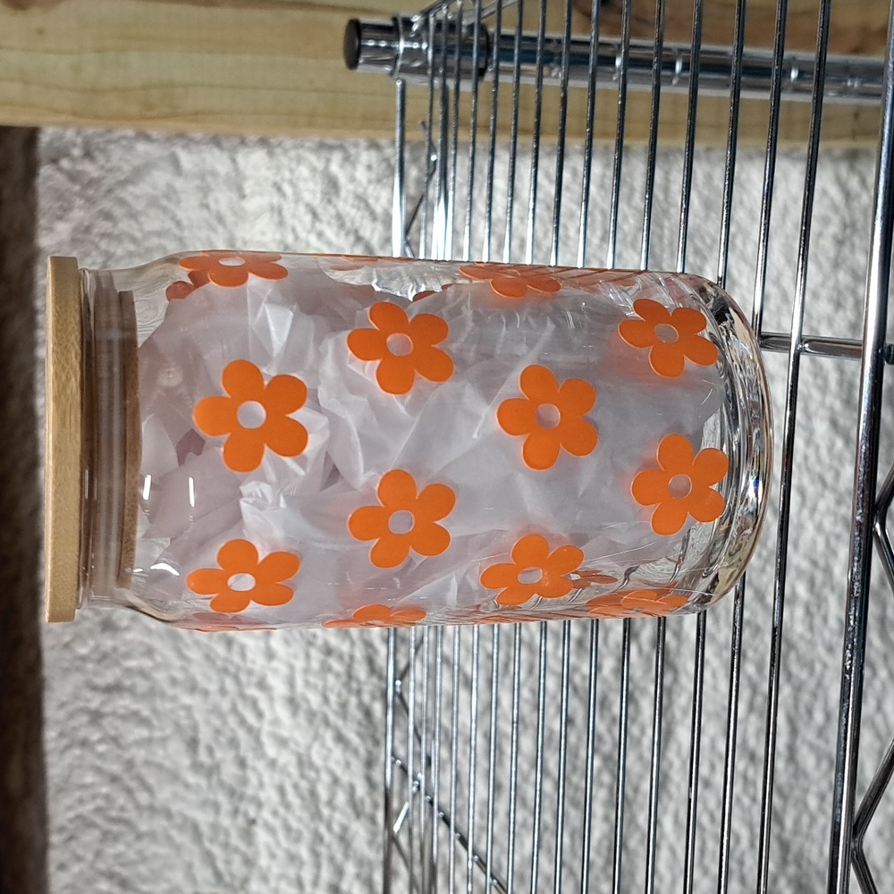 Glass Cup With Straw